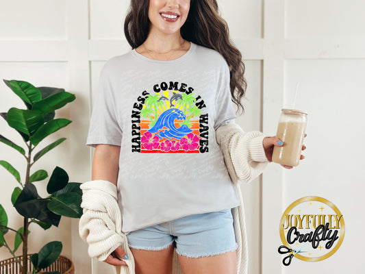 Happiness Comes In Waves Adult T Shirt