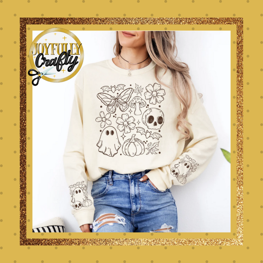 Spooky Outlines  Double Sleeves Adult Long Sleeve