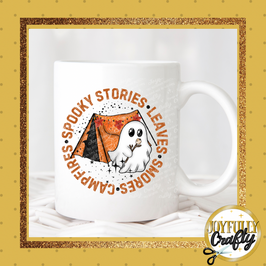 Spooky Stories Leaves S’mores Campfires Ghostie Ceramic Mug