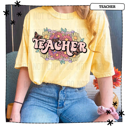 Teacher Floral Bunch Adult Shirt