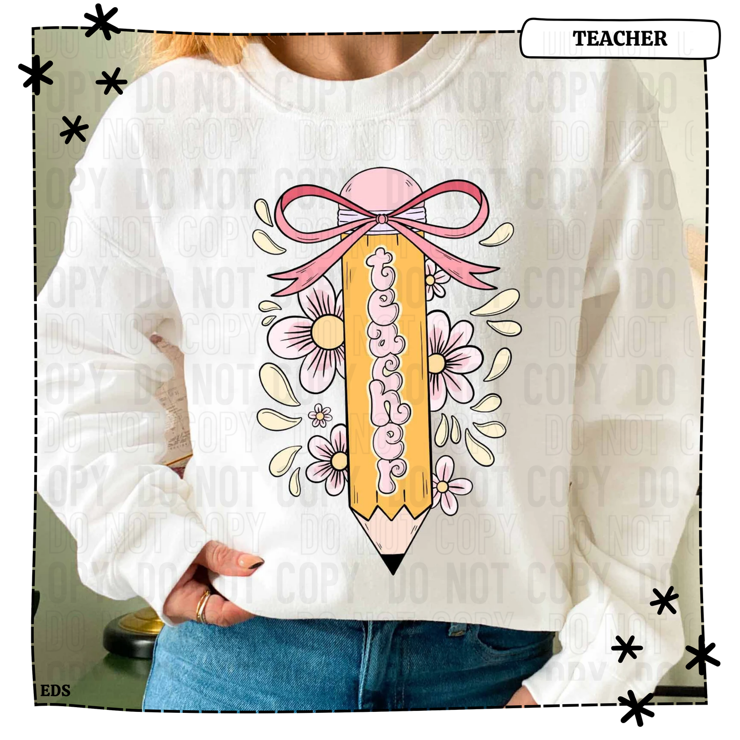 Teacher Pencil Bow Adult Shirt