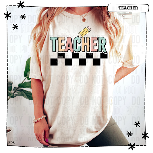 Teacher Retro Pencil Adult Shirt