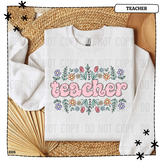 Teacher Floral Adult Shirt