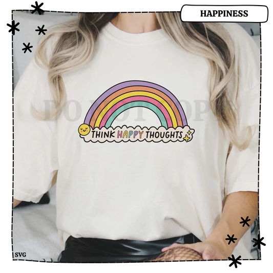 Think Happy Thoughts Rainbow Adult T Shirt