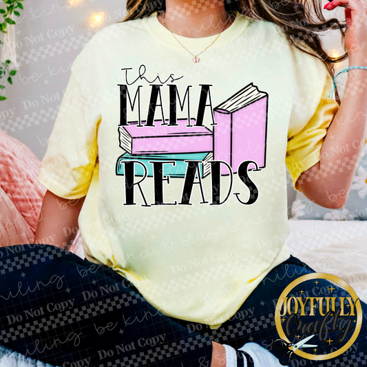 This Mama Reads Pastel Books Adult Shirt