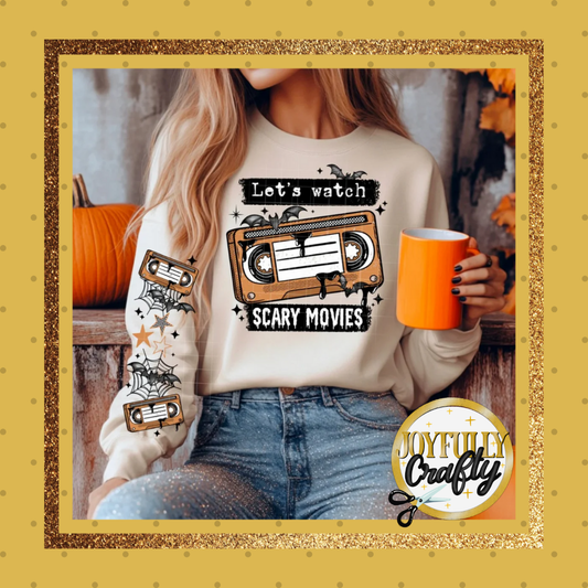 Watch Scary Movies  Double Sleeves Adult Crewneck Sweater