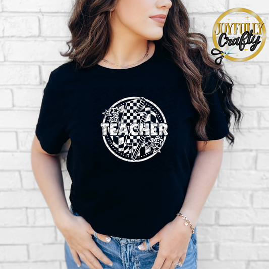 White Bolt Teacher Adult Shirt