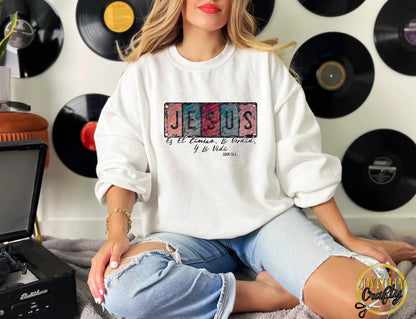 Jesus Is The Way Spanish Adult Crewneck Sweater