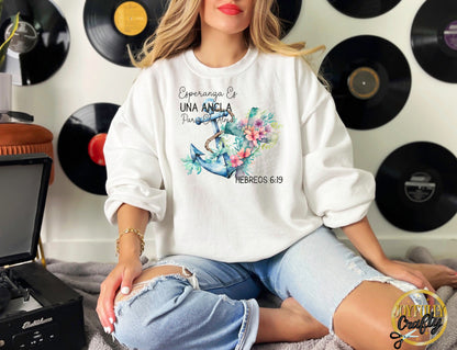 Hope Anchors The Soul Spanish Adult Crewneck Sweater