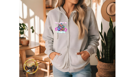 I'd Rather Be Reading Retro Adult Zip Up Hoodie Pocket Design