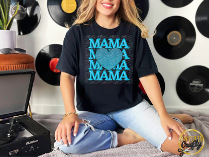 Blue Mama Stacked Adult T Shirt