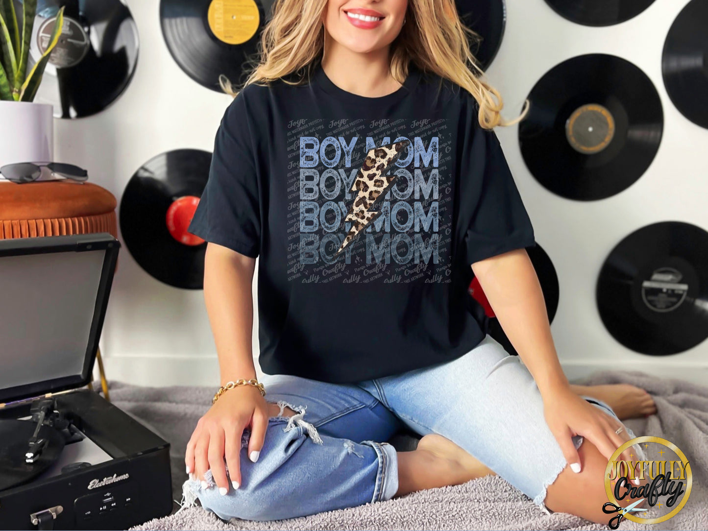 Boy Mom Distressed Bolt Adult T Shirt