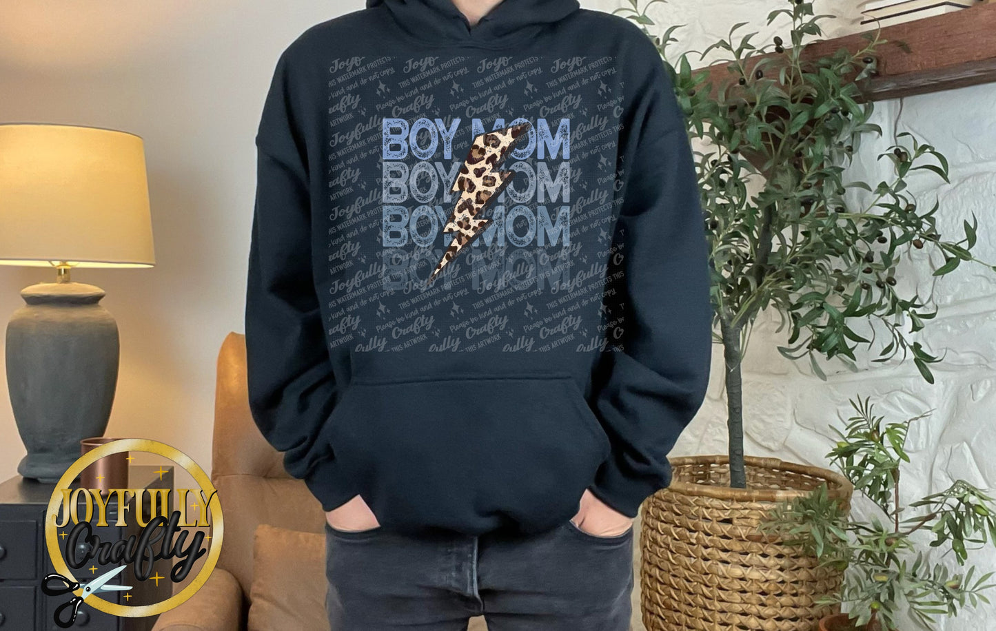 Boy Mom Distressed Bolt Adult Hoodie