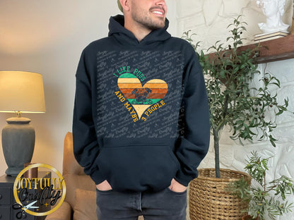 I Like Pugs And 3 People Distressed Heart Adult Hoodie