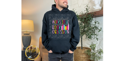 My Husband Works Hard For Books Adult Hoodie