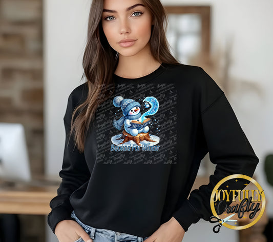 Booked For Winter Blue Snowman Adult Long Sleeve