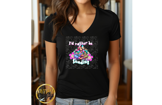 I'd Rather Be Reading Retro Adult T Shirt