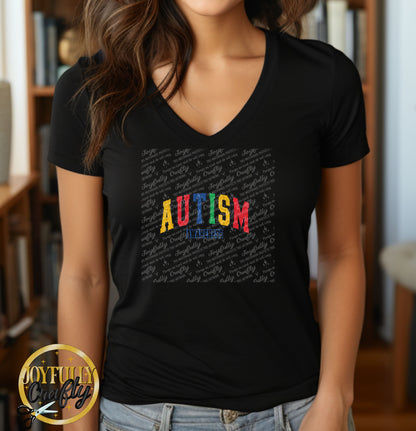 Autism Awareness Retro Distressed Blocked Letters Adult T Shirt