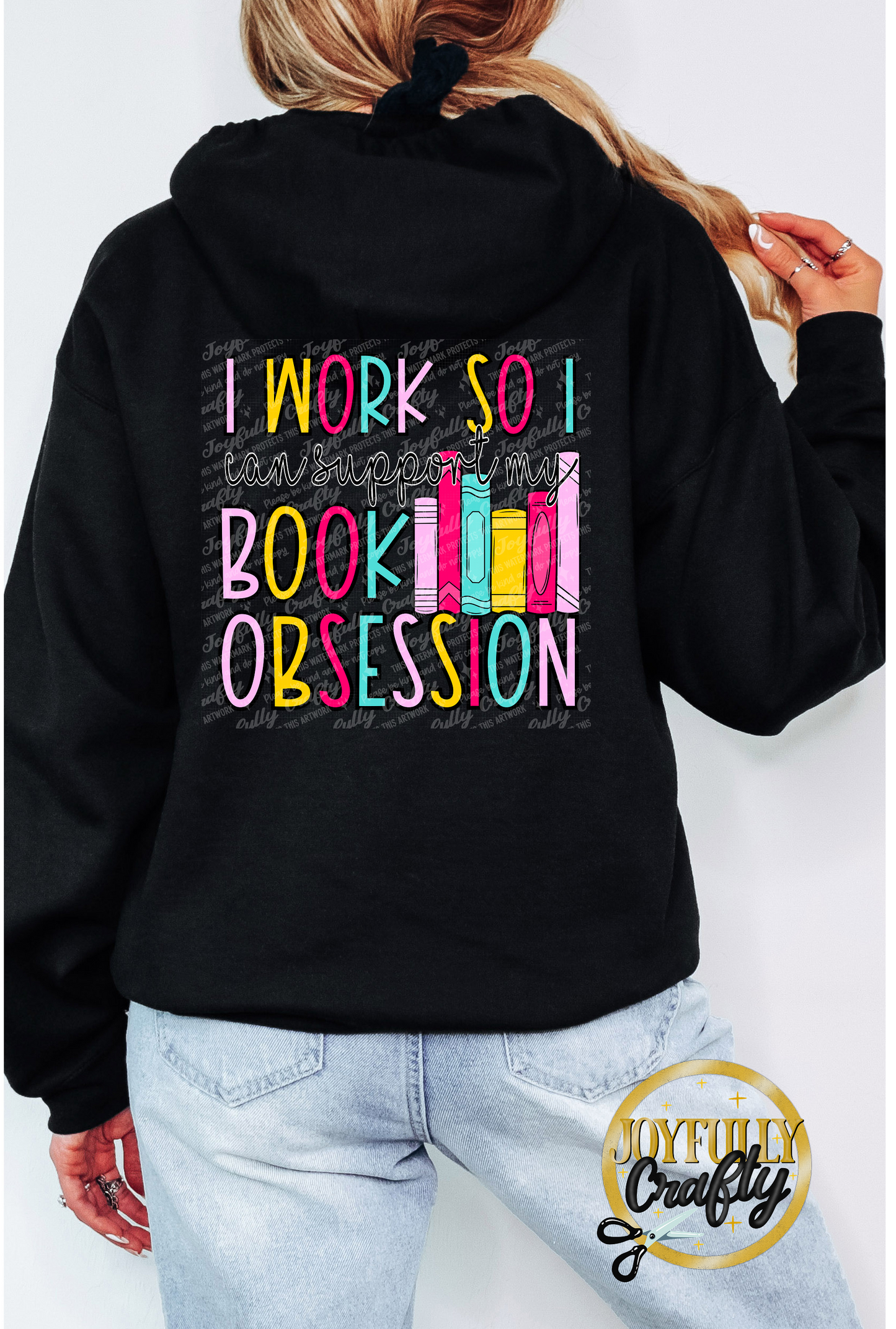 I Work Hard For Books Adult Zip Up Hoodie Back Design
