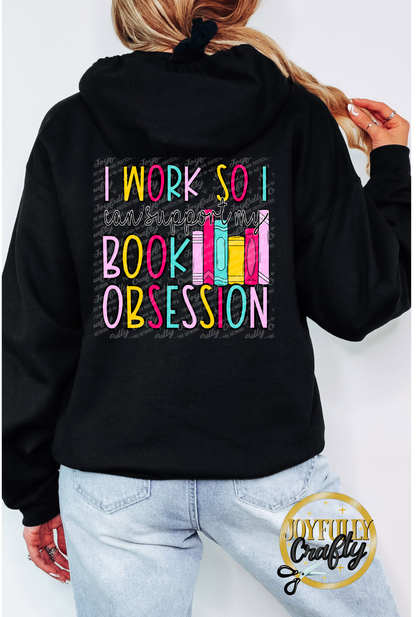 I Work Hard For Books Adult Zip Up Hoodie Back Design