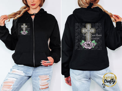 He Makes All Things New Spanish Adult Zip Up Hoodie Pocket Design