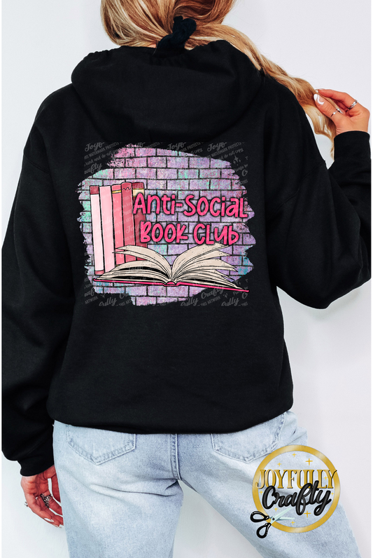Anti Social Book Club Adult Zip Up Hoodie Back Design