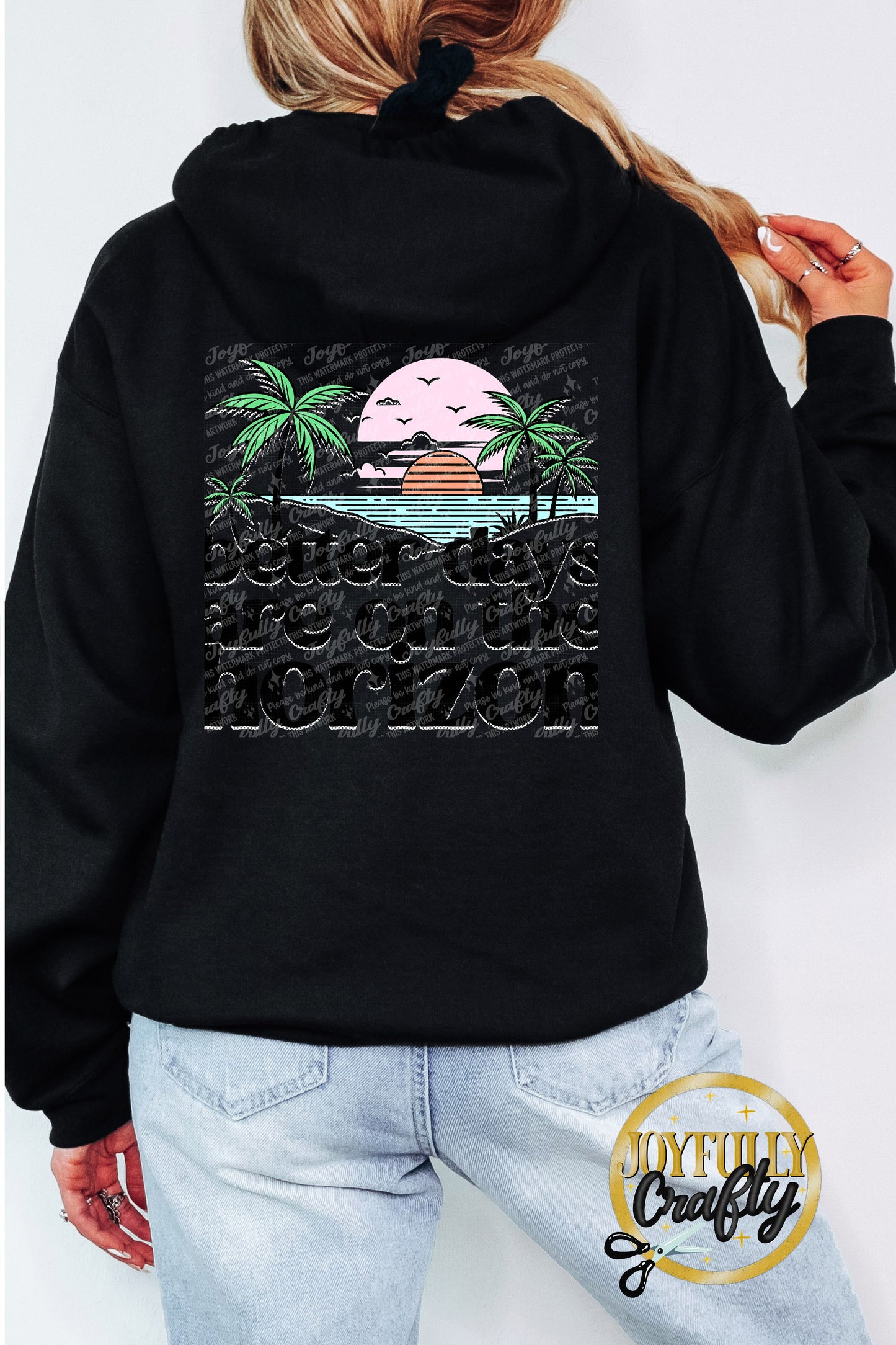Better Days Are In The Horizon Adult Zip Up Hoodie Back Design