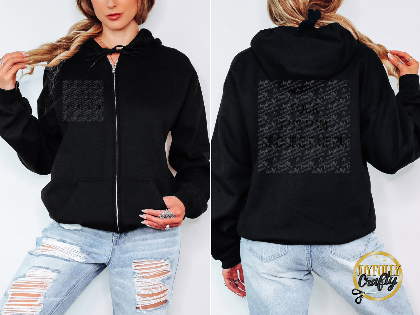 Custom Request Adult Zip Up Hoodie Back Design