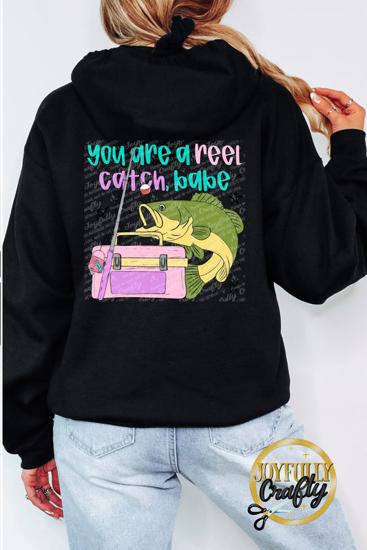 Reel Catch Adult Zip Up Hoodie Back Design
