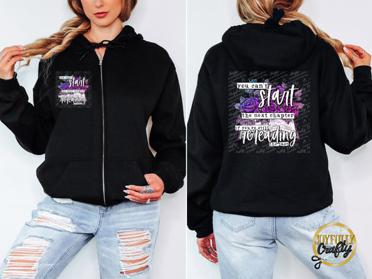 Rereading The Last Adult Zip Up Hoodie Front and Back Design