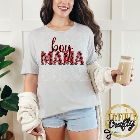 Red Checkered Boy Mama Adult Shirt