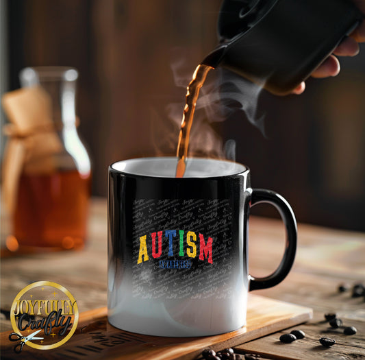 Autism Awareness Retro Distressed Blocked Letters Ceramic Mug