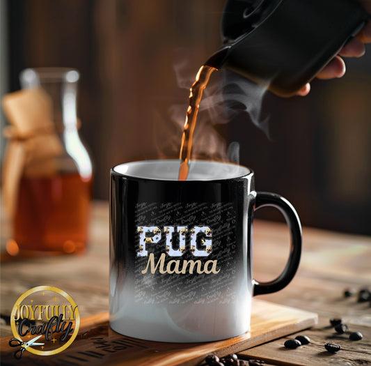 Pug Mama Faux Embroidered Ceramic Mug