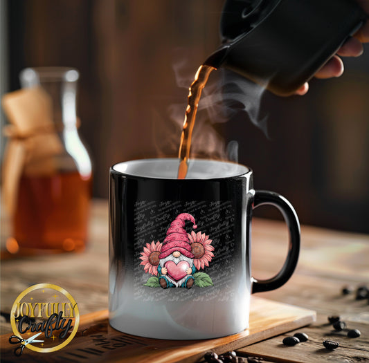 Heart and Sunflower Gnome Ceramic Mug