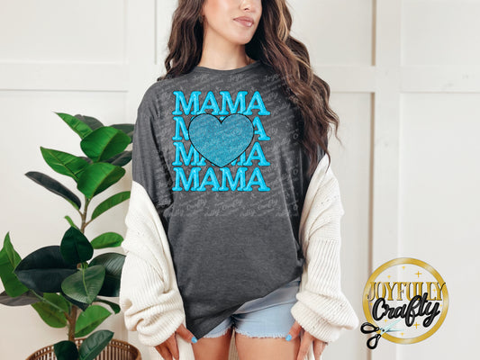 Blue Mama Stacked Adult T Shirt