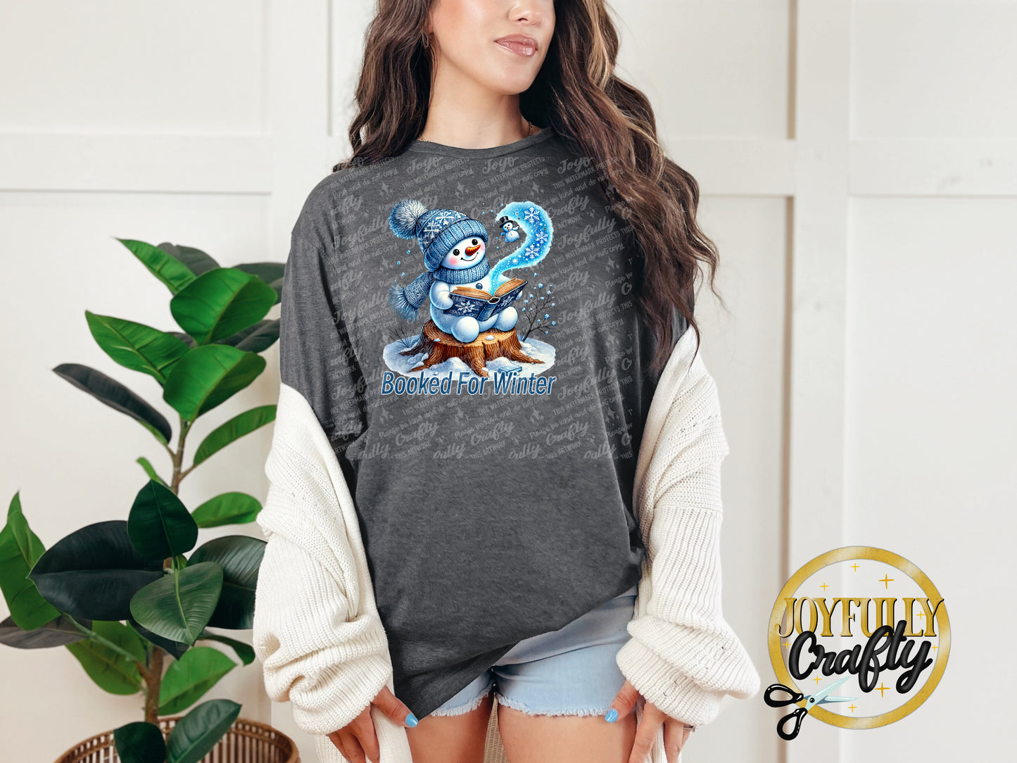 Booked For Winter Blue Snowman Adult T Shirt