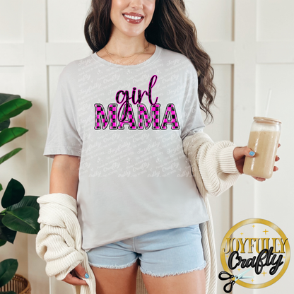 Pink Checkered Girl Mama Adult Shirt