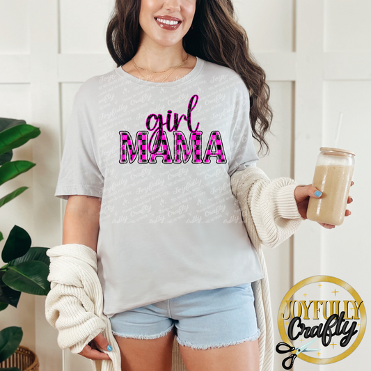 Pink Checkered Girl Mama Adult Shirt