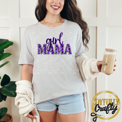 Purple Checkered Girl Mama Adult Shirt
