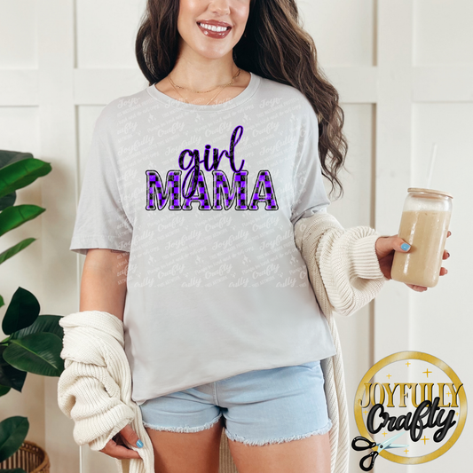 Purple Checkered Girl Mama Adult Shirt