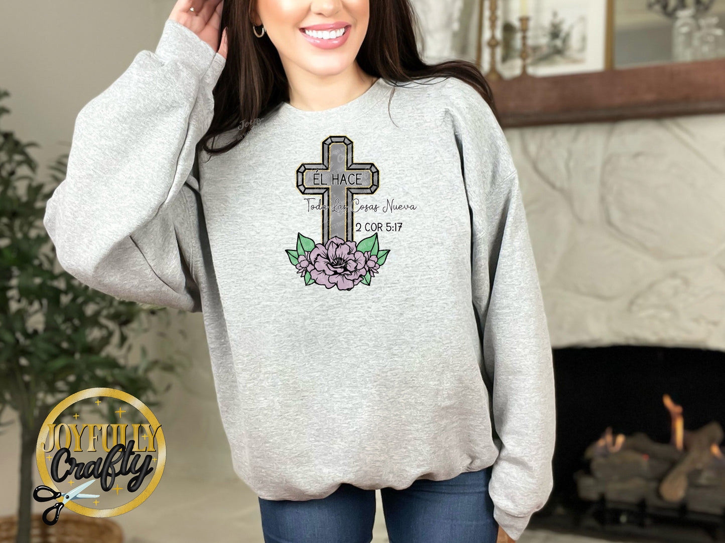 He Makes All Things New Spanish Adult Crewneck Sweater