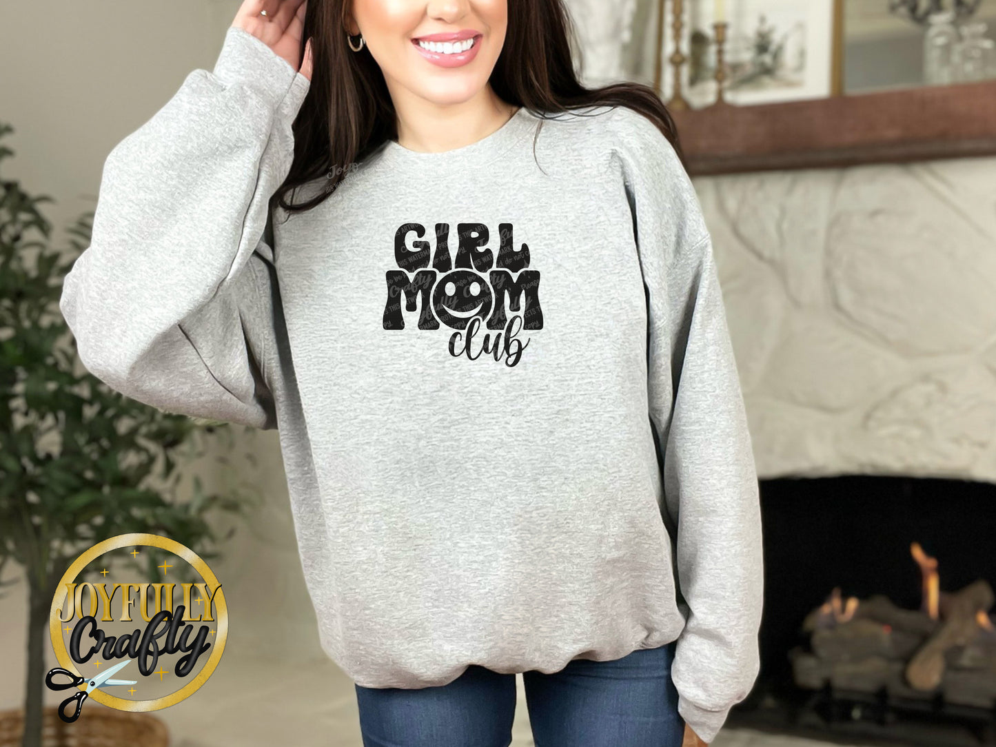 Girl Mom Club Retro Adult Crewneck Sweater