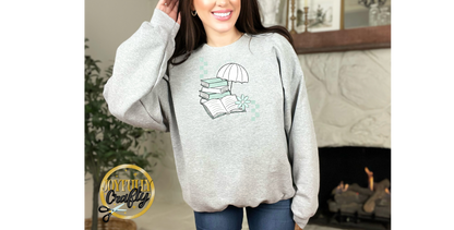Good Books and Rainy Days Adult Crewneck Sweater