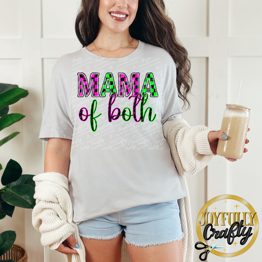 Pink and Green Checkered Mama of Both Adult Shirt
