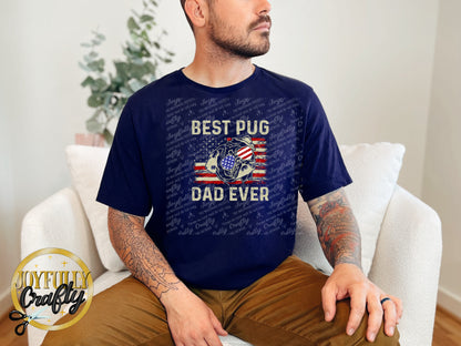 Best Pug Dad Ever American Flag Adult T Shirt