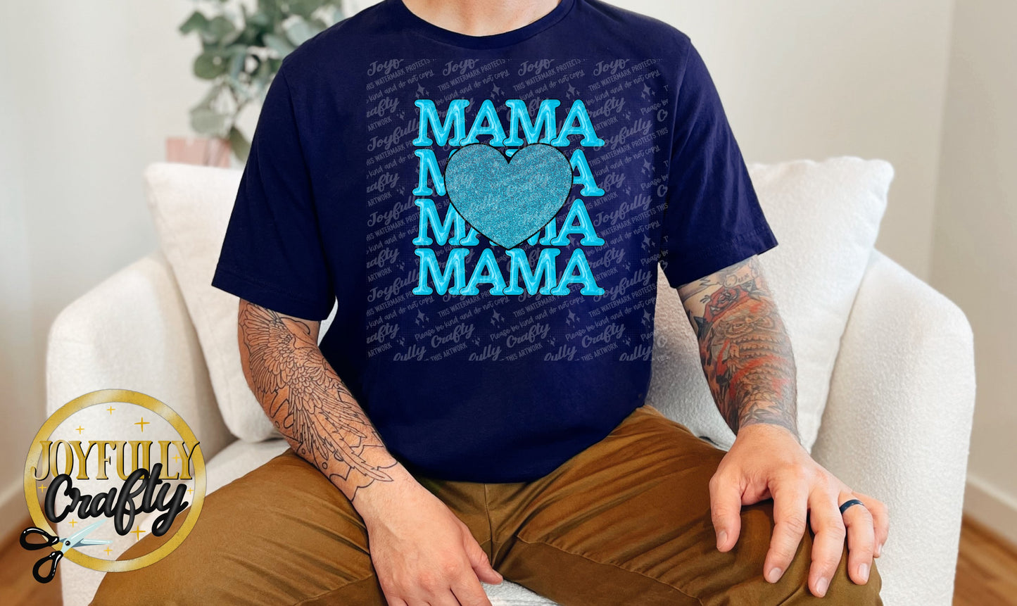 Blue Mama Stacked Adult T Shirt