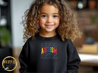Autism Awareness Retro Blocked Letters Toddler Crewneck Sweater