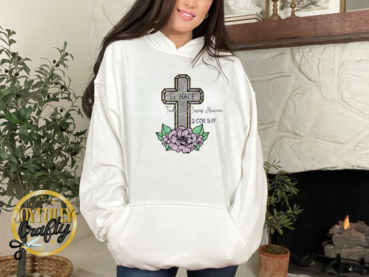 He Makes All Things New Spanish Adult Hoodie