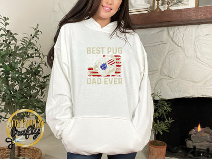 Best Pug Dad Ever American Flag Adult Hoodie