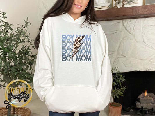 Boy Mom Distressed Bolt Adult Hoodie